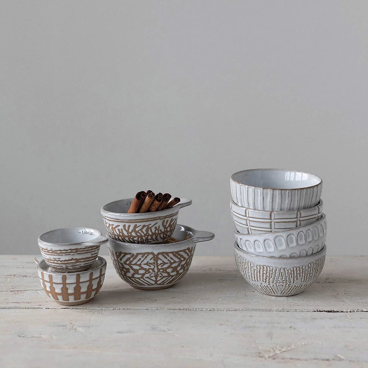 White Stoneware Measuring Cups, Set of 4 A223