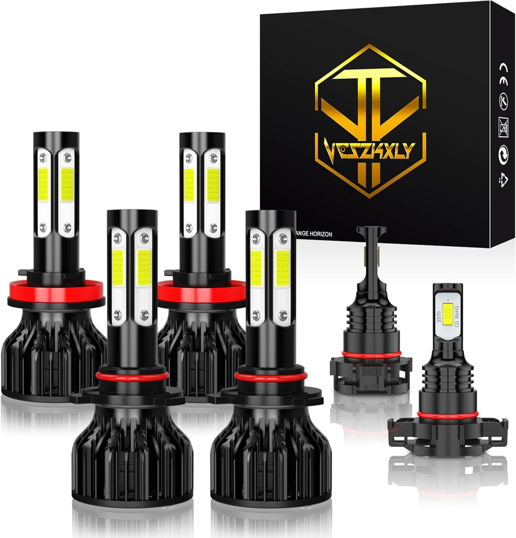 9005+H11 LED Headlight Bulbs, 5202/2504 LED Fog Light Bulbs, Pack of 6 P69341