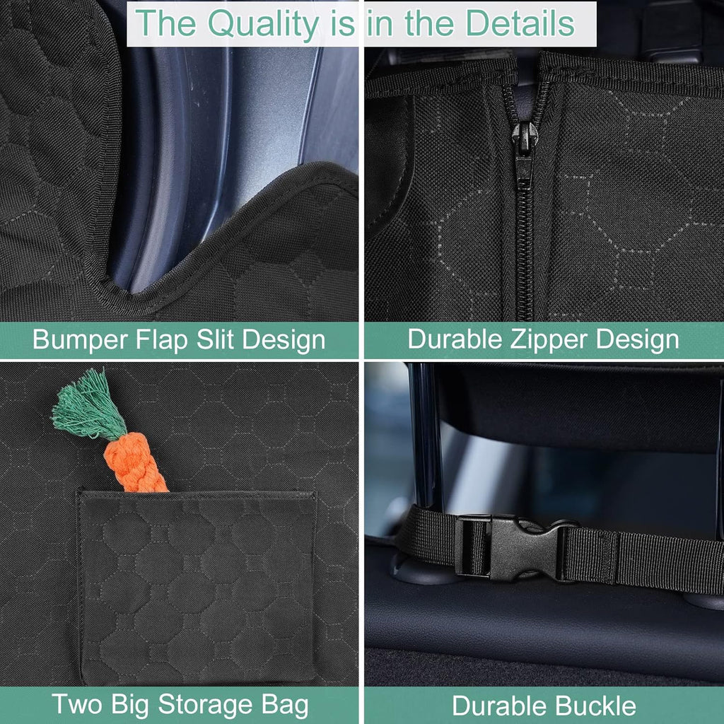 Black Waterproof Oxford SUV Dog Cargo Liner with Zippers and 2 Pockets S504