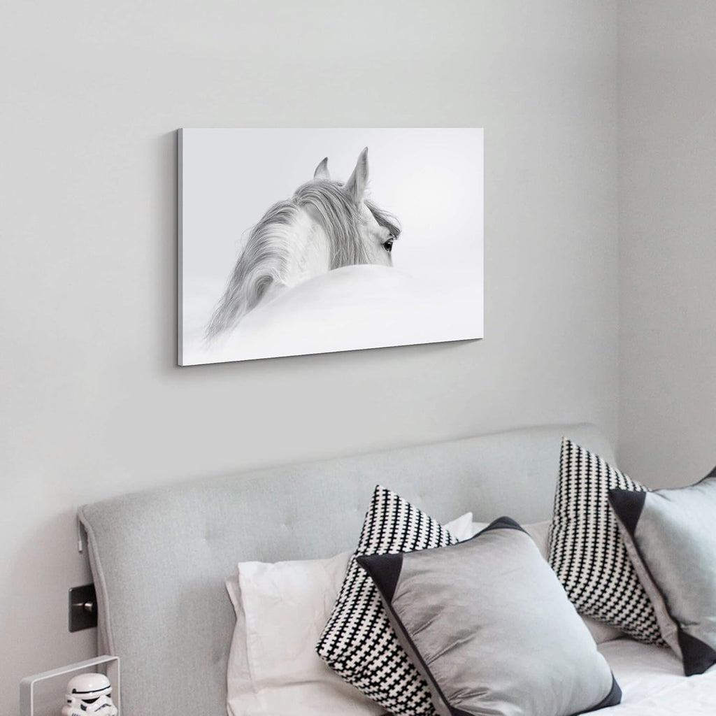 White Pony Equestrian Canvas Wall Art A12173