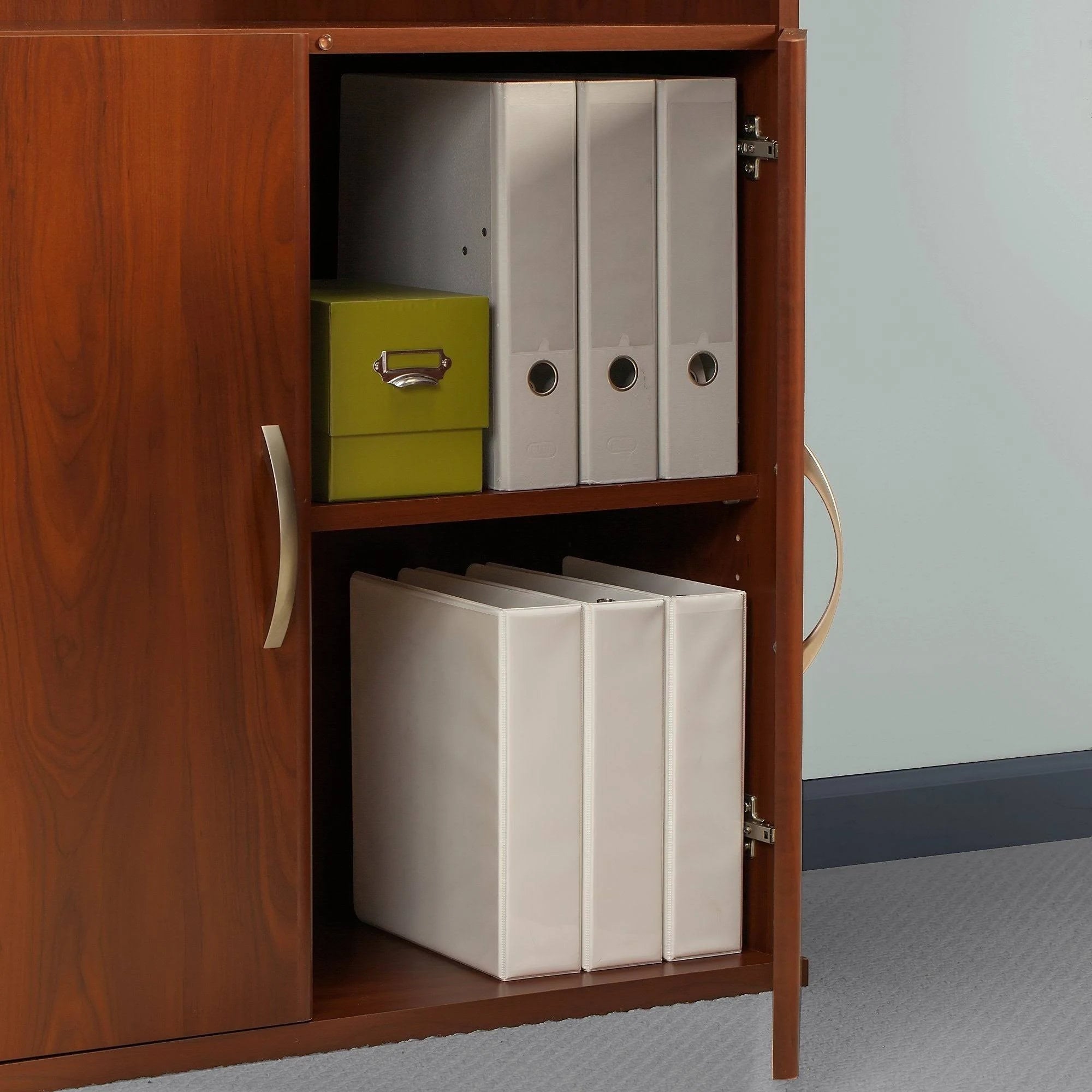 Bookcase with 5 Shelves and 2 Doors, Wood Composite, Storm Gray K256