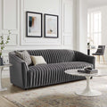 Charcoal Performance Velvet Channel Tufted Sofa Z503104