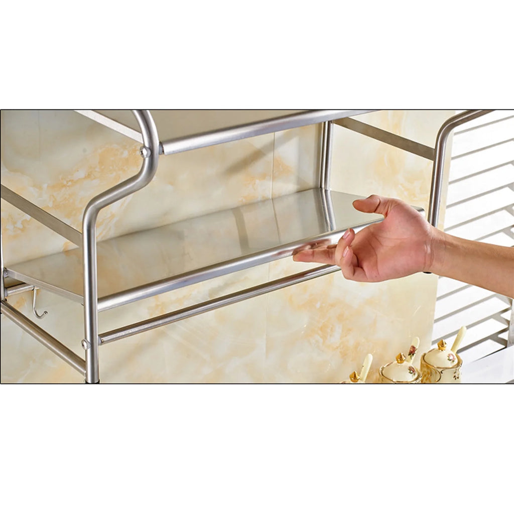 2 Layers Wall Mount Storage Shelf Microwave Oven Holder Stainless Steel H561015