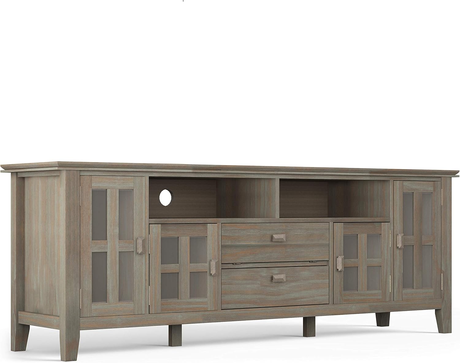 72 inch Solid Wood TV Media Stand with Glass Doors A498798