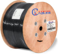 Cat6a Riser Bulk Ethernet Cable 1000ft CMR Rated Spool Solid Bare Copper 23AWG UTP Black B7262
