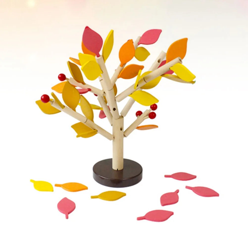 Creative Wooden Tree Blocks with Leaves 3D Building Set Toy G27856