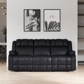 Caviar Black Faux Leather Reclining Sofa P317