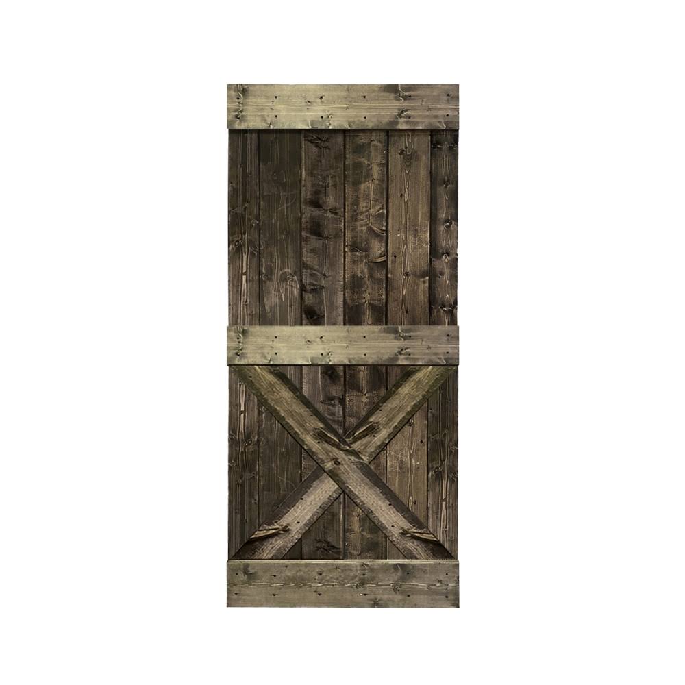 Walnut Stained Solid Knotty Pine Wood Interior Sliding Barn Door Slab H31866