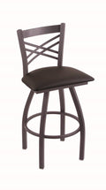 Pewter Swivel Stool with Espresso Seat Q707172