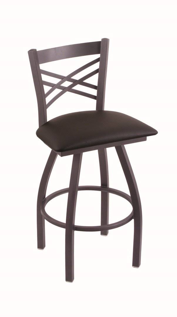 Pewter Swivel Stool with Espresso Seat Q707172