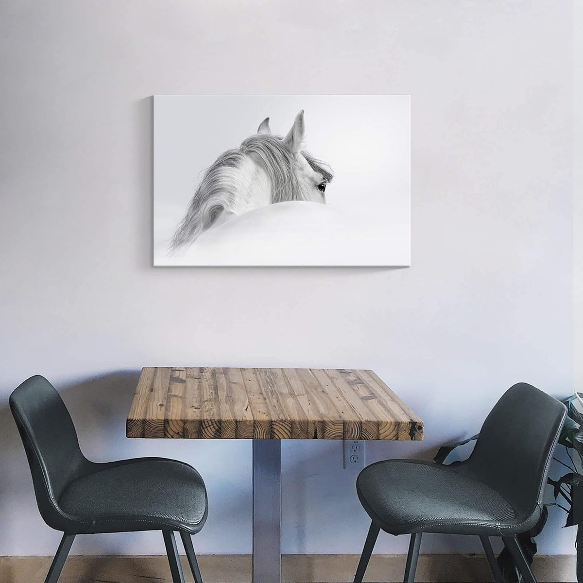 White Pony Equestrian Canvas Wall Art A12173
