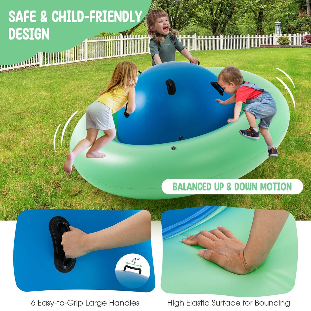 Green & Blue Inflatable Dome Rocker Bouncer with 6 Handles Z7960
