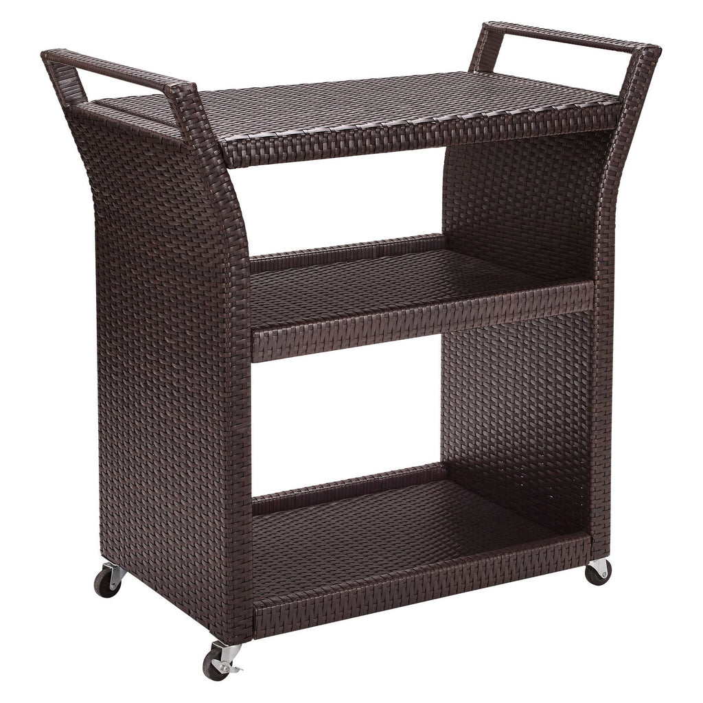 Brown Wicker Bar Cart P76387