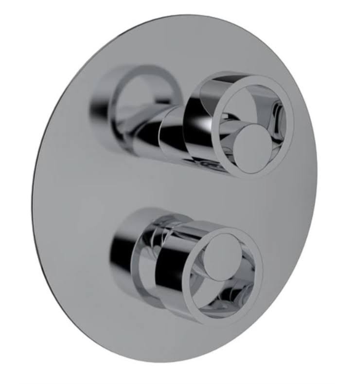 Satin Gold and Satin Nickel Pressure Balance Trim with Diverter with Circular Handle D2065