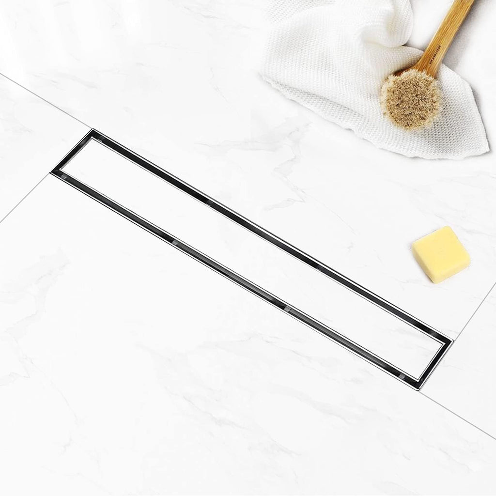 Linear Shower Drain 24 inch with Tile Insert 2-in-1 Panel, Brushed 304 Stainless Steel, Pack of 2 Y71964