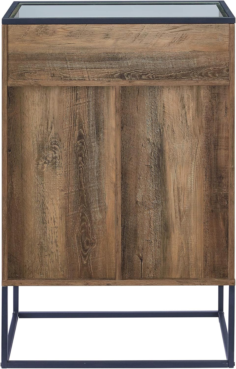 Rustic Oak Wood and Glass Bar Cabinet S110605