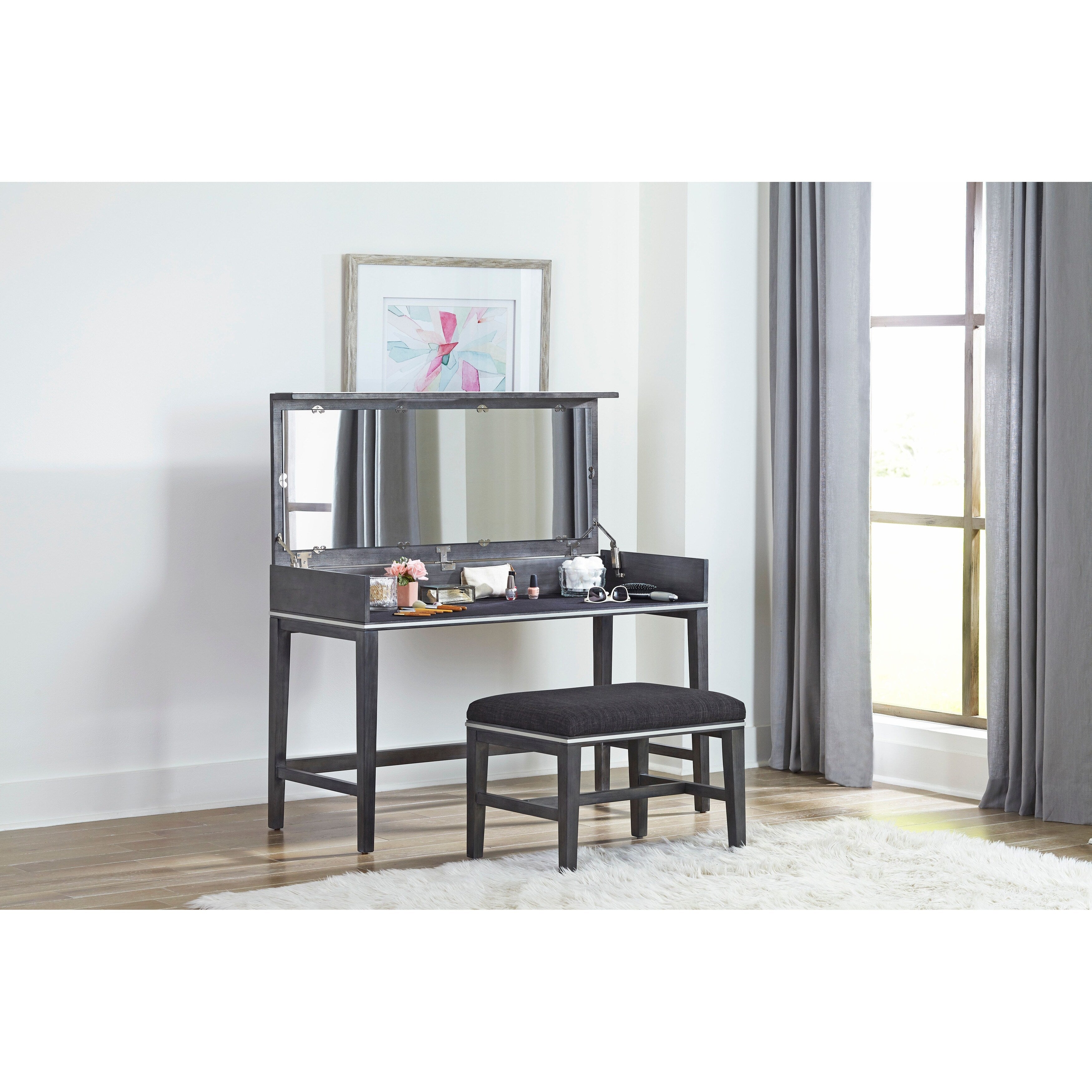 Slate Gray Vanity and Stool I3752