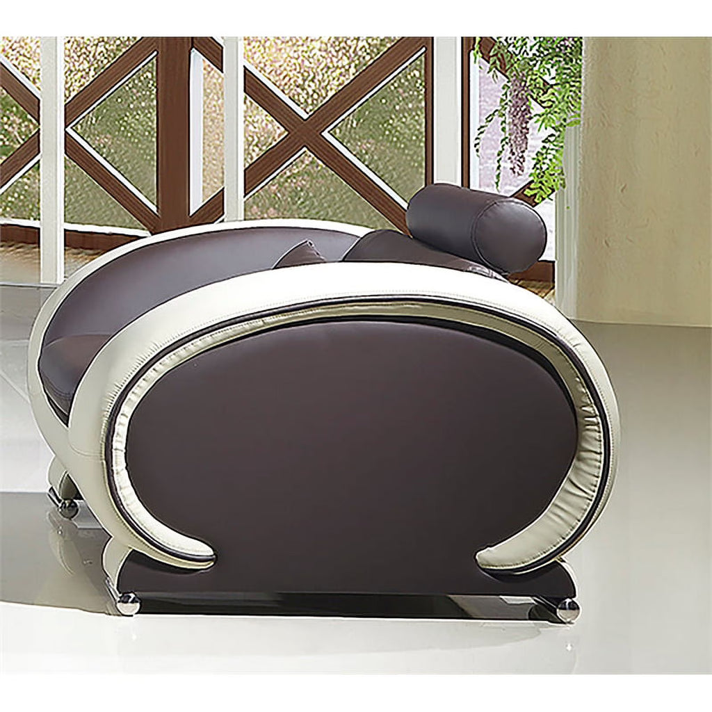 Dark Chocolate Brown and Cream Faux Leather Chair N5198