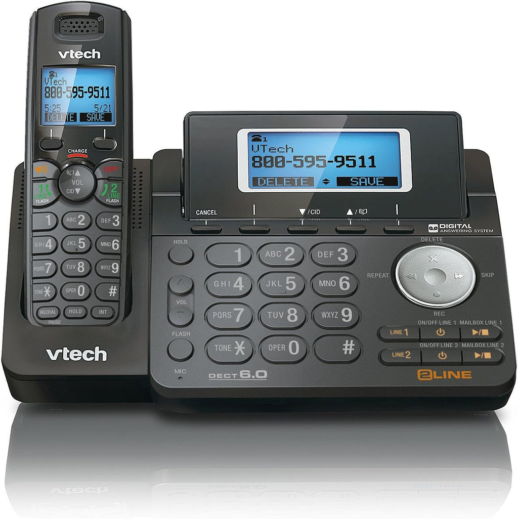 Black 2-Line Expandable Cordless Phone with Accessory Handset Y6783