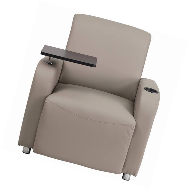 Gray Leather Guest Chair with Tablet Arm and Cup Holder U360066