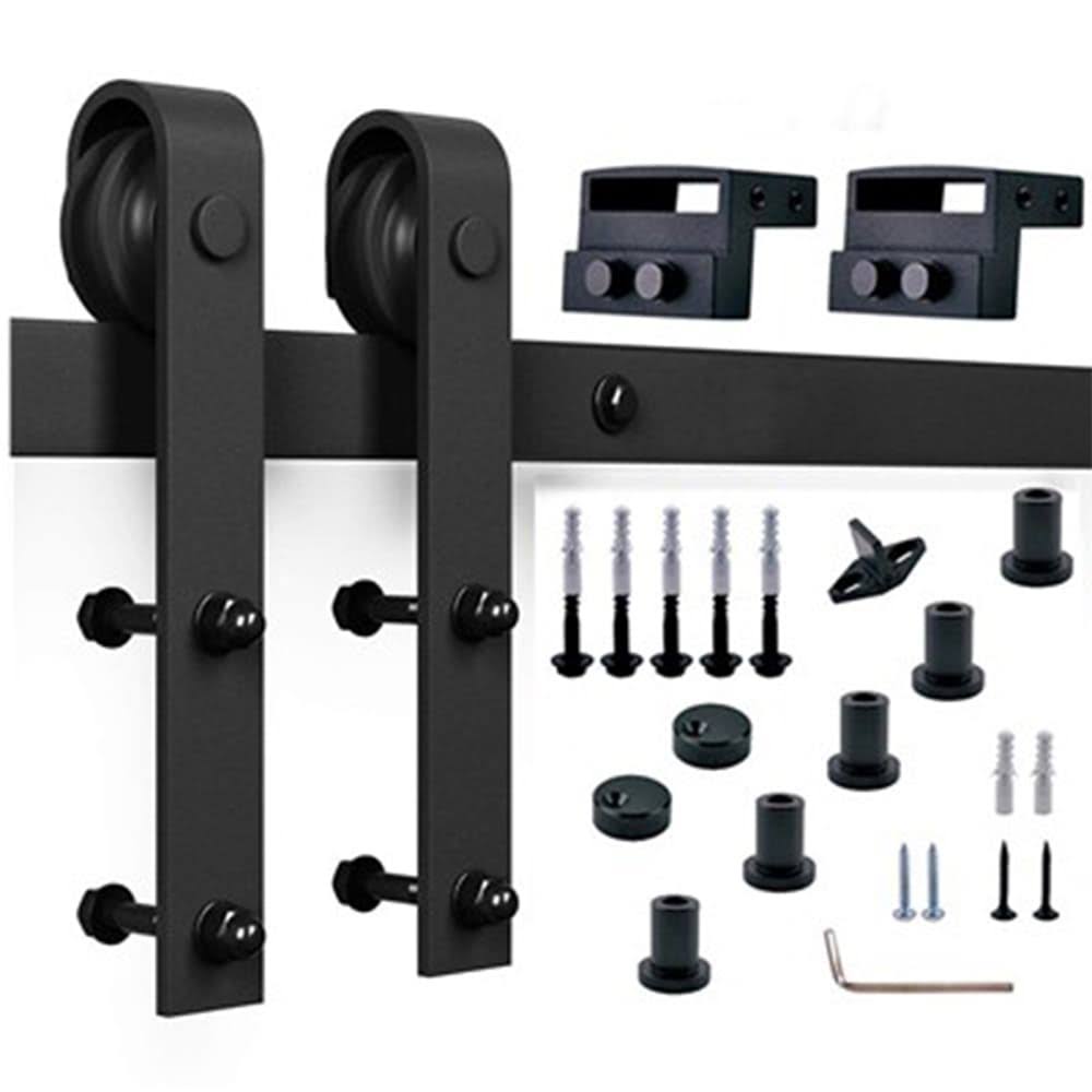 Red Oak Paneled Wood Barn Door with Installation Hardware Kit W783727