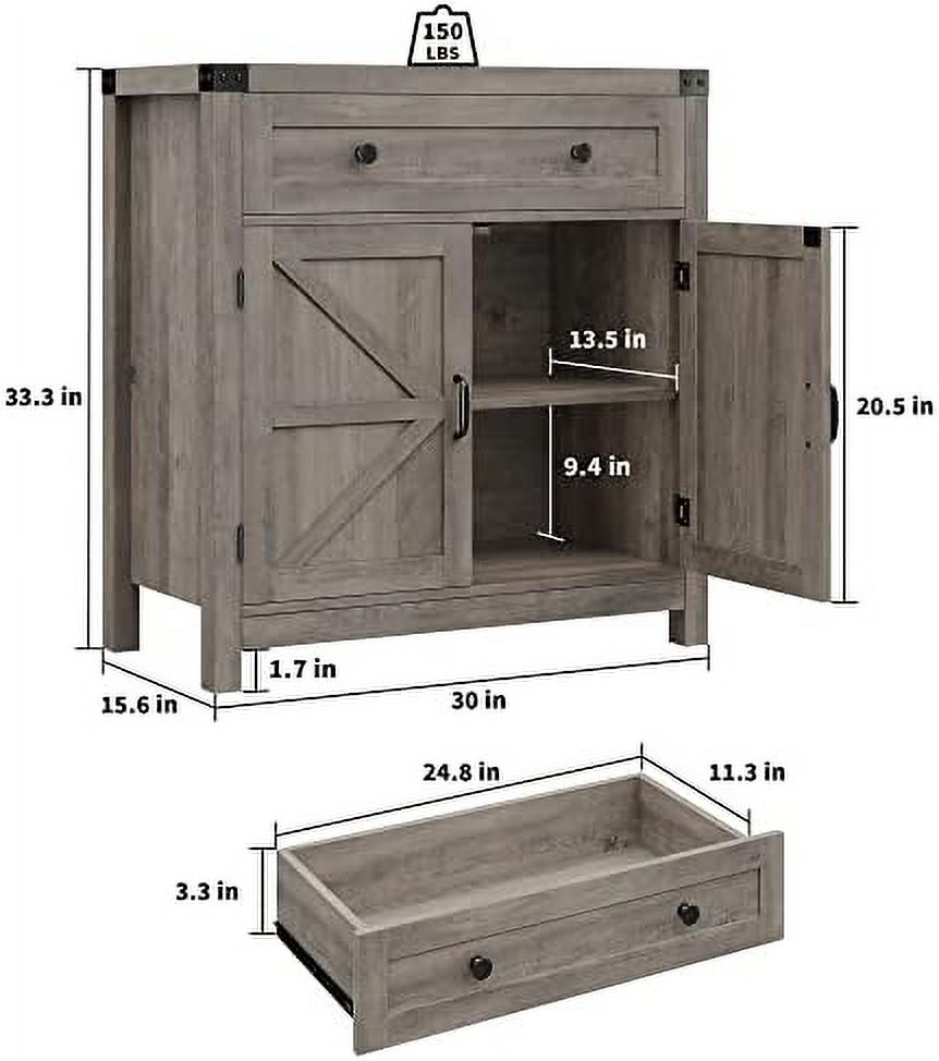 Rustic Brown Barn Door Buffet Sideboard with Drawer Z313789