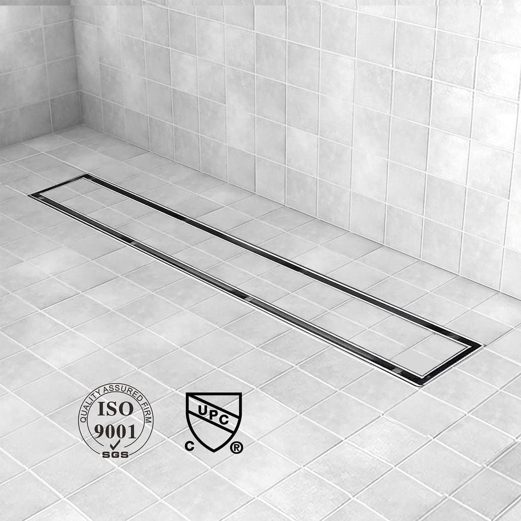 Linear Shower Drain 24 inch with Tile Insert 2-in-1 Panel, Brushed 304 Stainless Steel, Pack of 2 Y71964