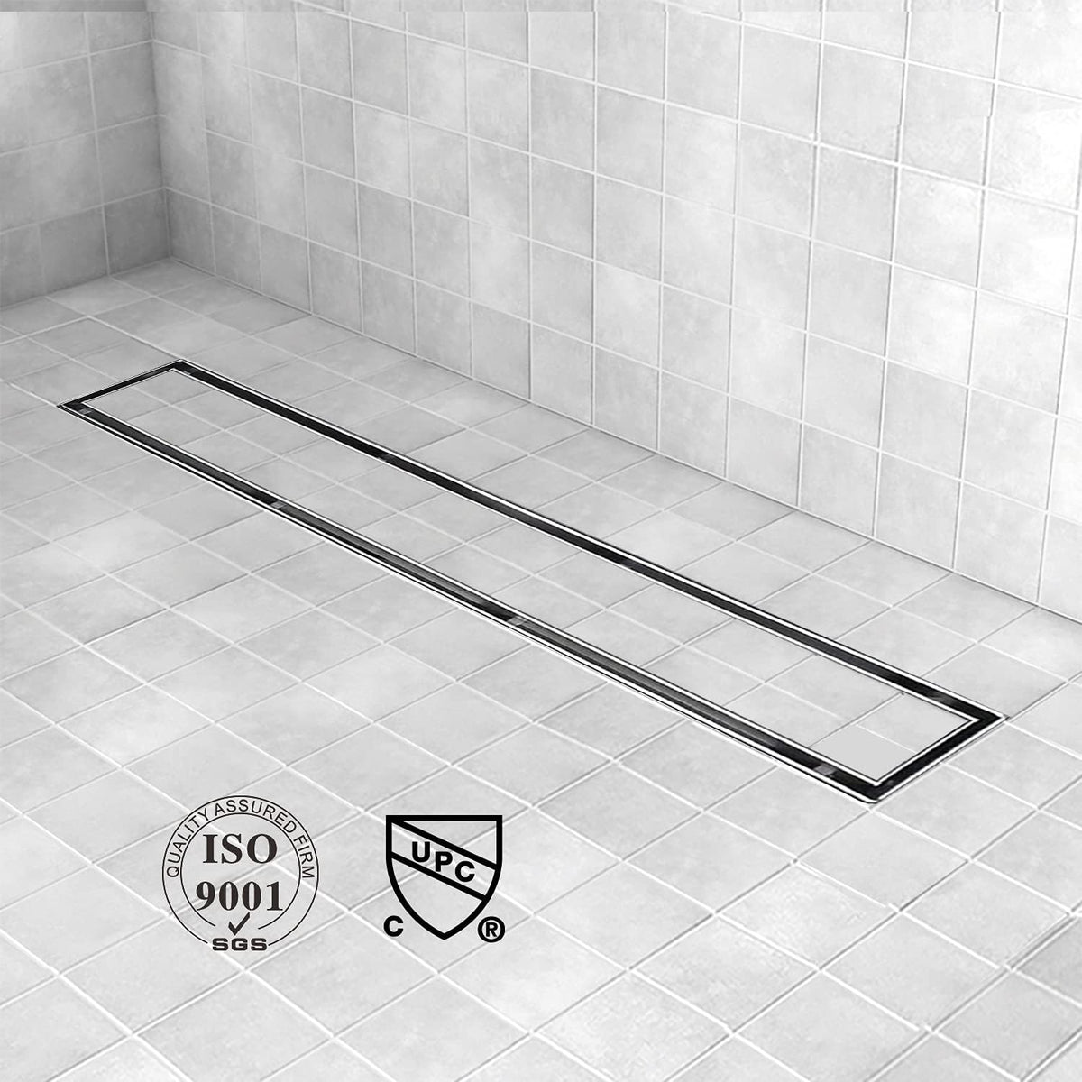 Linear Shower Drain 24 inch with Tile Insert 2-in-1 Panel, Brushed 304 Stainless Steel, Pack of 2 Y71964