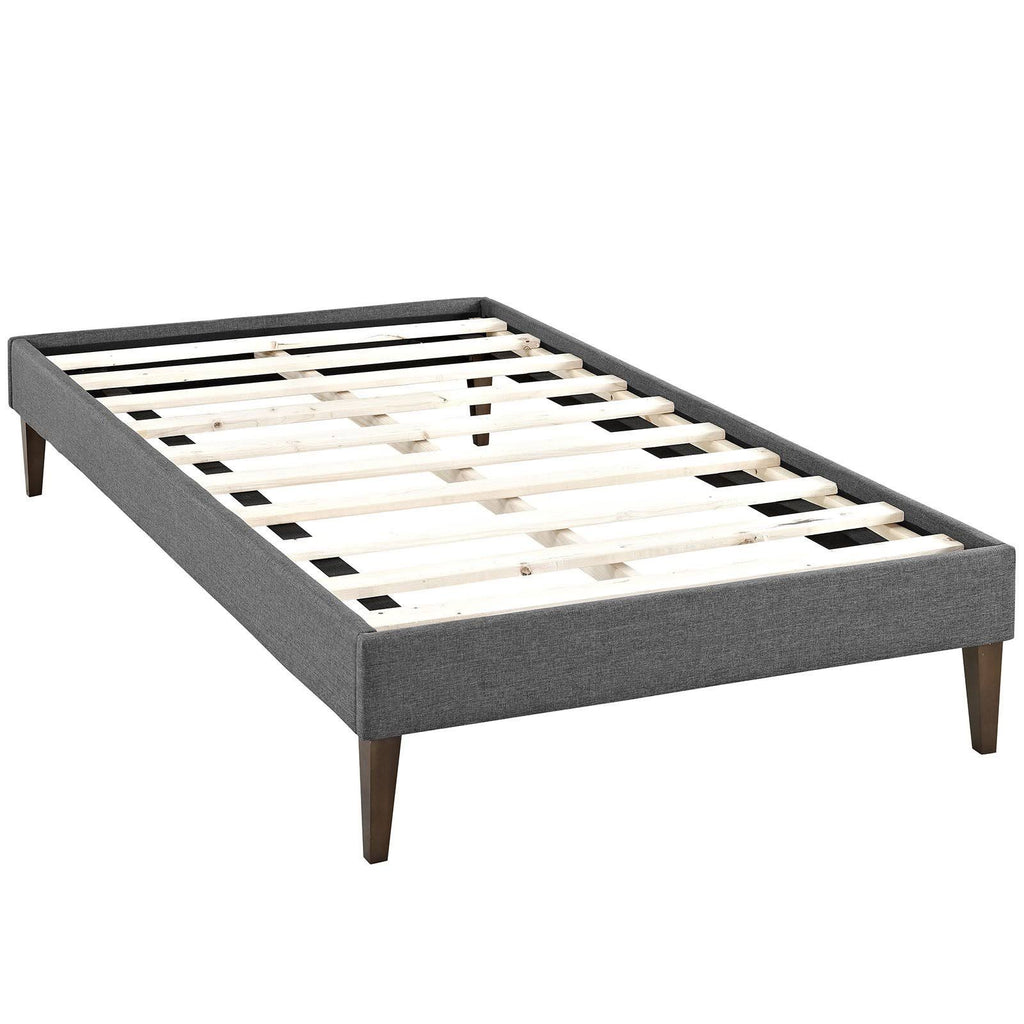 Twin Fabric Bed Frame with Squared Tapered Legs, Light Gray K8997