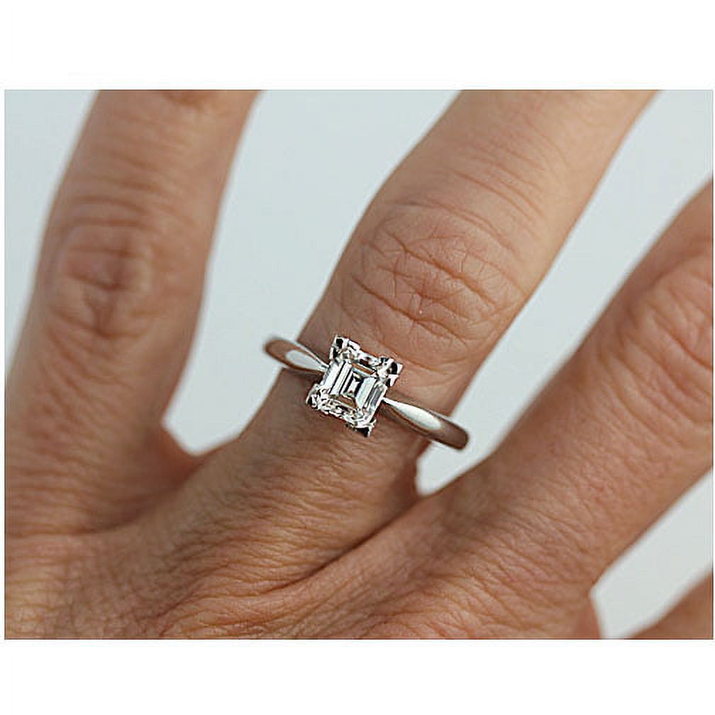 14k White Gold Asscher Cut Diamond Engagement Ring .91ctw L726247