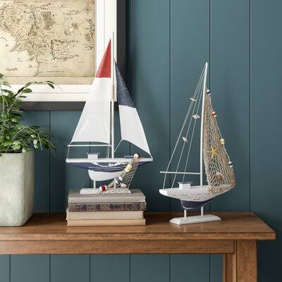 2 Piece Sailing Model Boat Set P4389