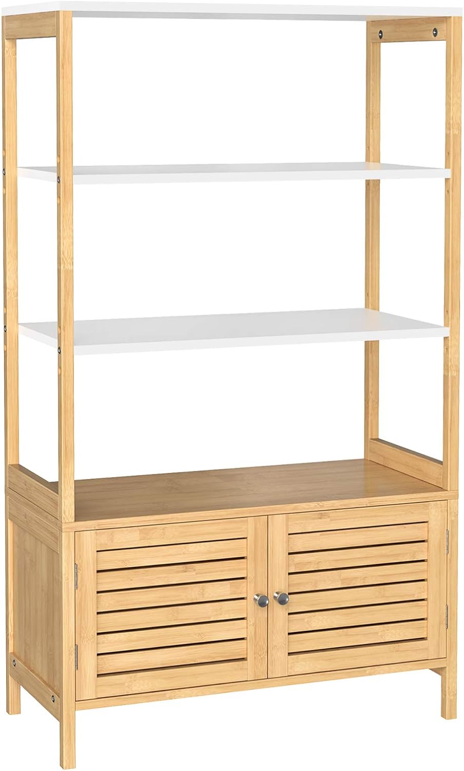 Bamboo Bathroom Cabinet with 3 Shelves and Double Doors Z3167