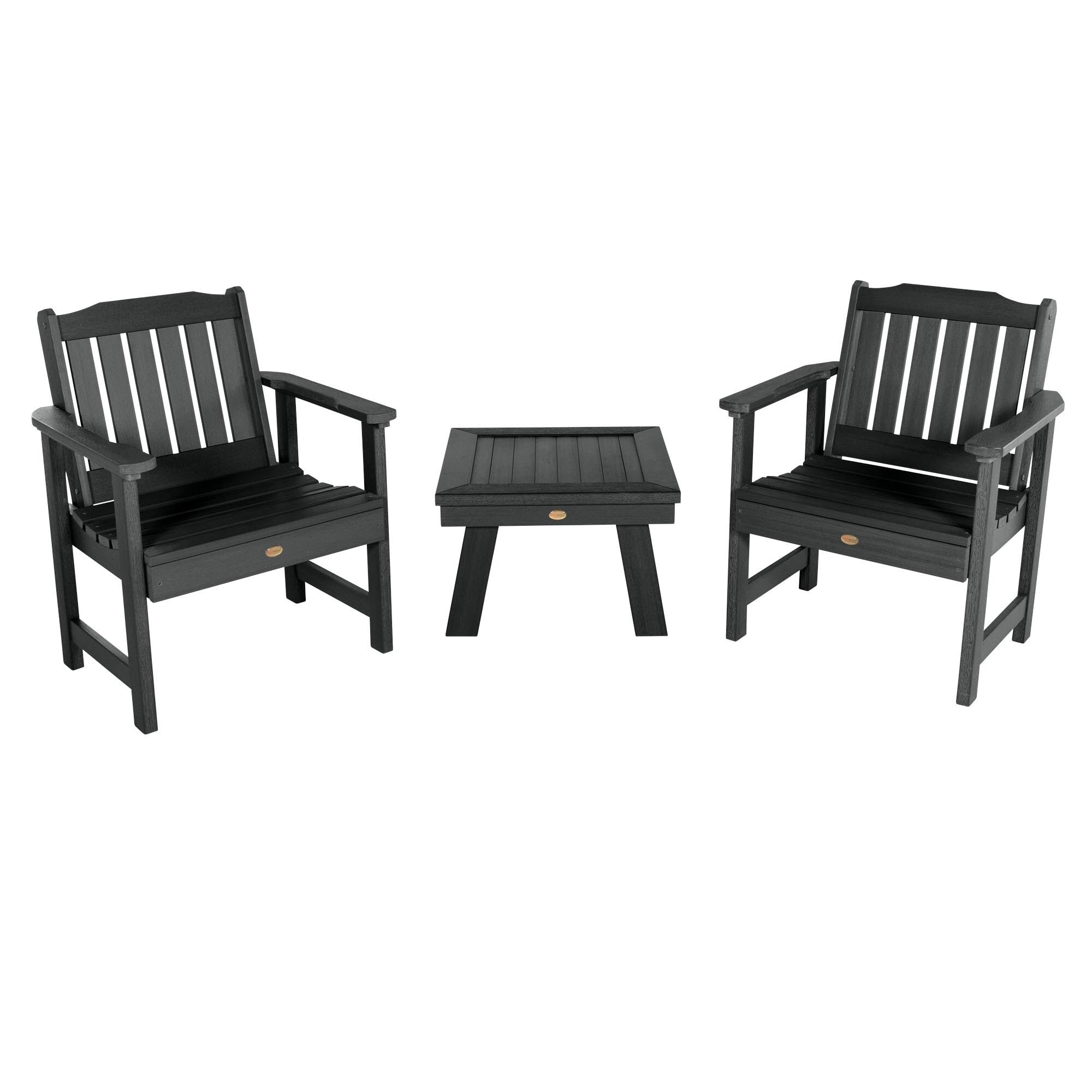 Black 3-Piece Plastic Patio Conversation Set P964
