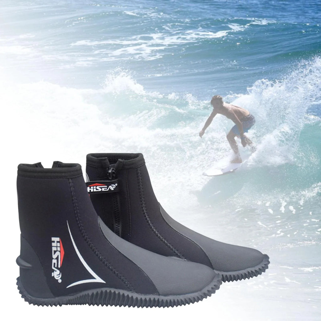 5mm Neoprene Scuba Diving Booties Wetsuit Boots Water Sports Unisex Anti Slip Rubber Sole Swim Surf for Wakeboarding Diving Kayaking Fishing 24.5-25 X1221
