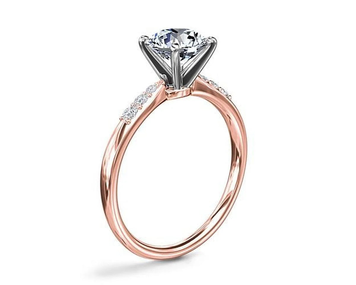 14K Rose Gold Solitaire Diamond Ring Y3729