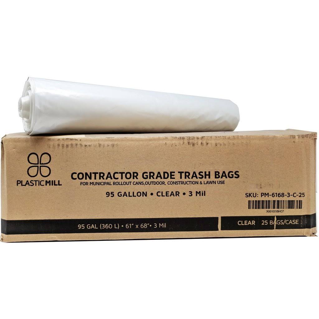 100 Gallon Clear 3 mil 25 Bags/Case Garbage Bags C14303