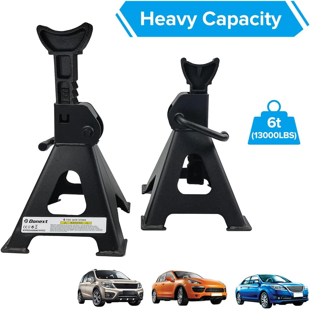 6 Ton Capacity Steel Jack Stands, 1 Pair, Black S17458