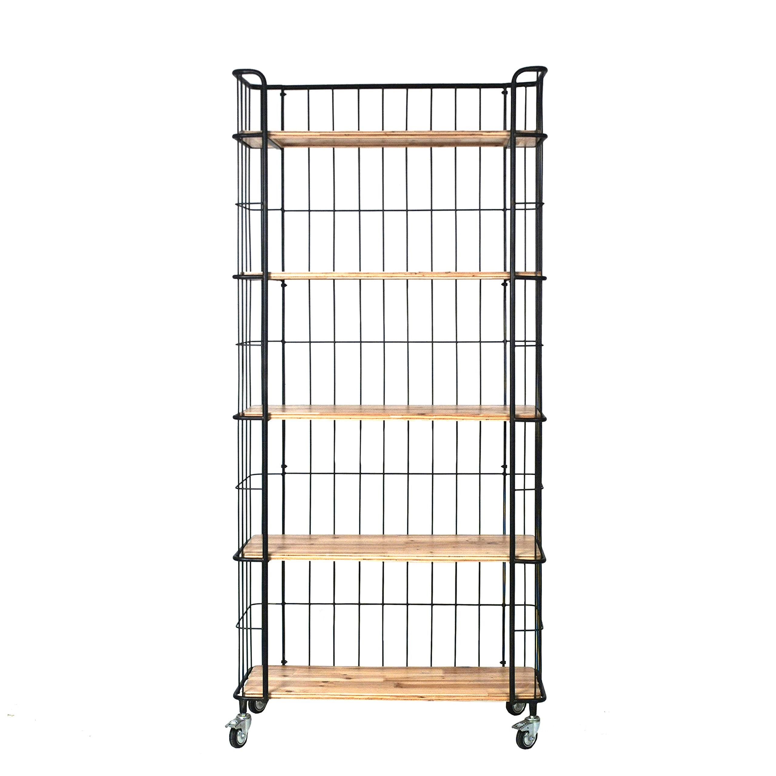 5 Tier Shelf with Casters Black T275