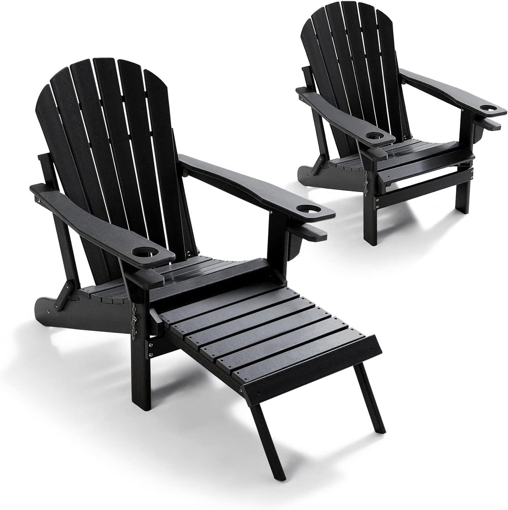 Blue Folding Adirondack Chair with Ottoman E3866