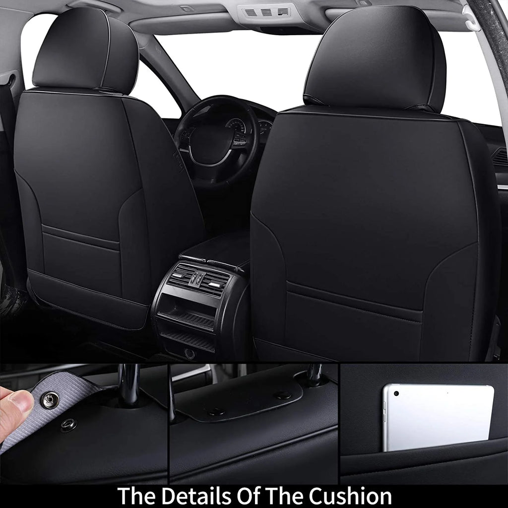 Black Waterproof Leather 6 Pieces Auto Seat Protectors A837843