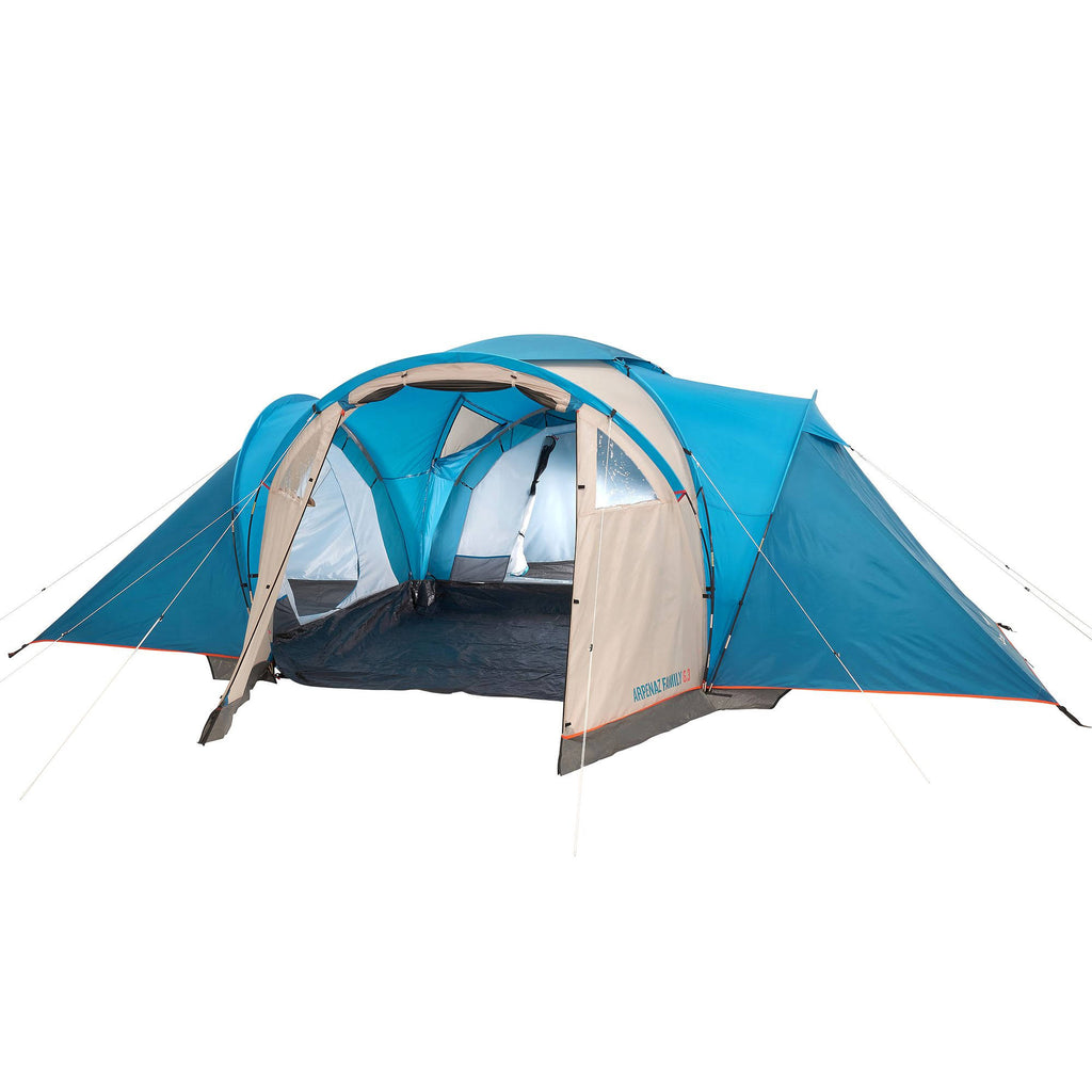 6 Persons 3 Rooms Arched Camping Tent in Blue K82643