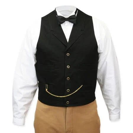 Black Cotton Notch Collar Work Vest B805311