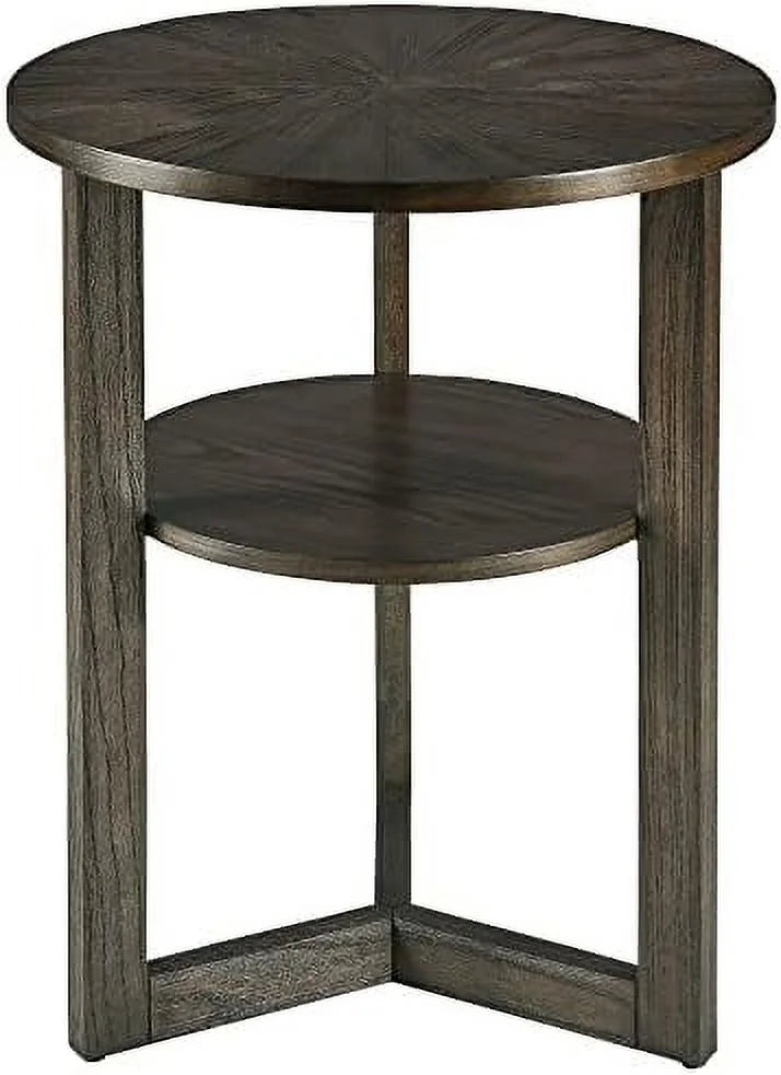 Round End Table Solid Wood 2-Tier Rustic Brown D2272