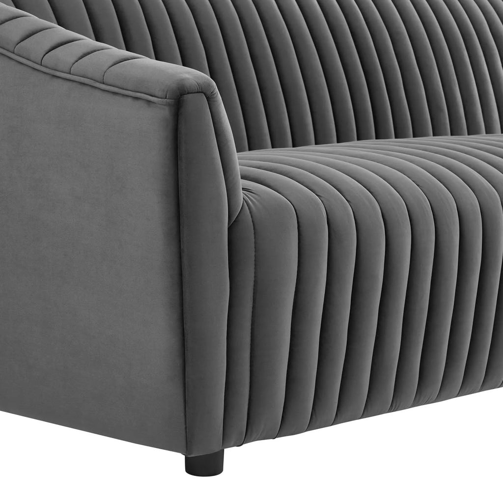 Charcoal Performance Velvet Channel Tufted Sofa Z503104
