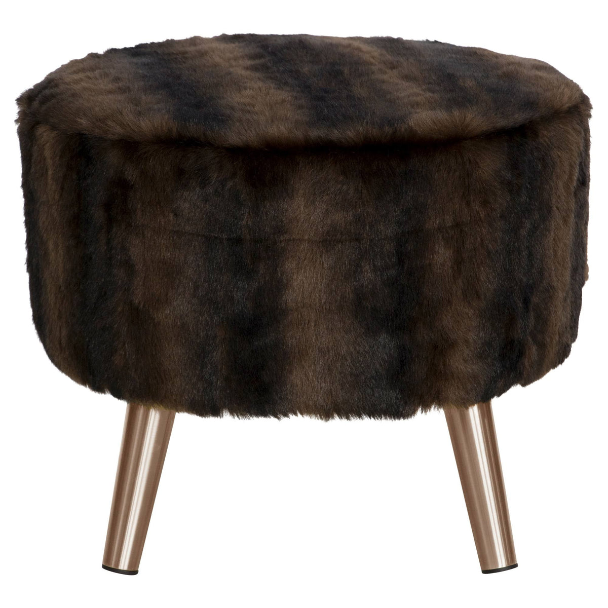 Sable Brown Round Ottoman with Splayed Legs J79593