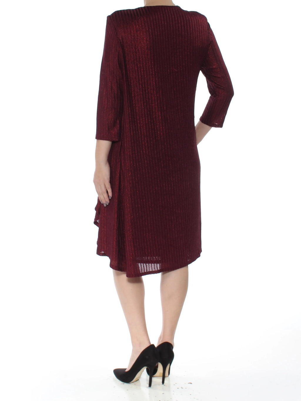 Maroon Jewel Draped Jacket & Shift Dress I481236