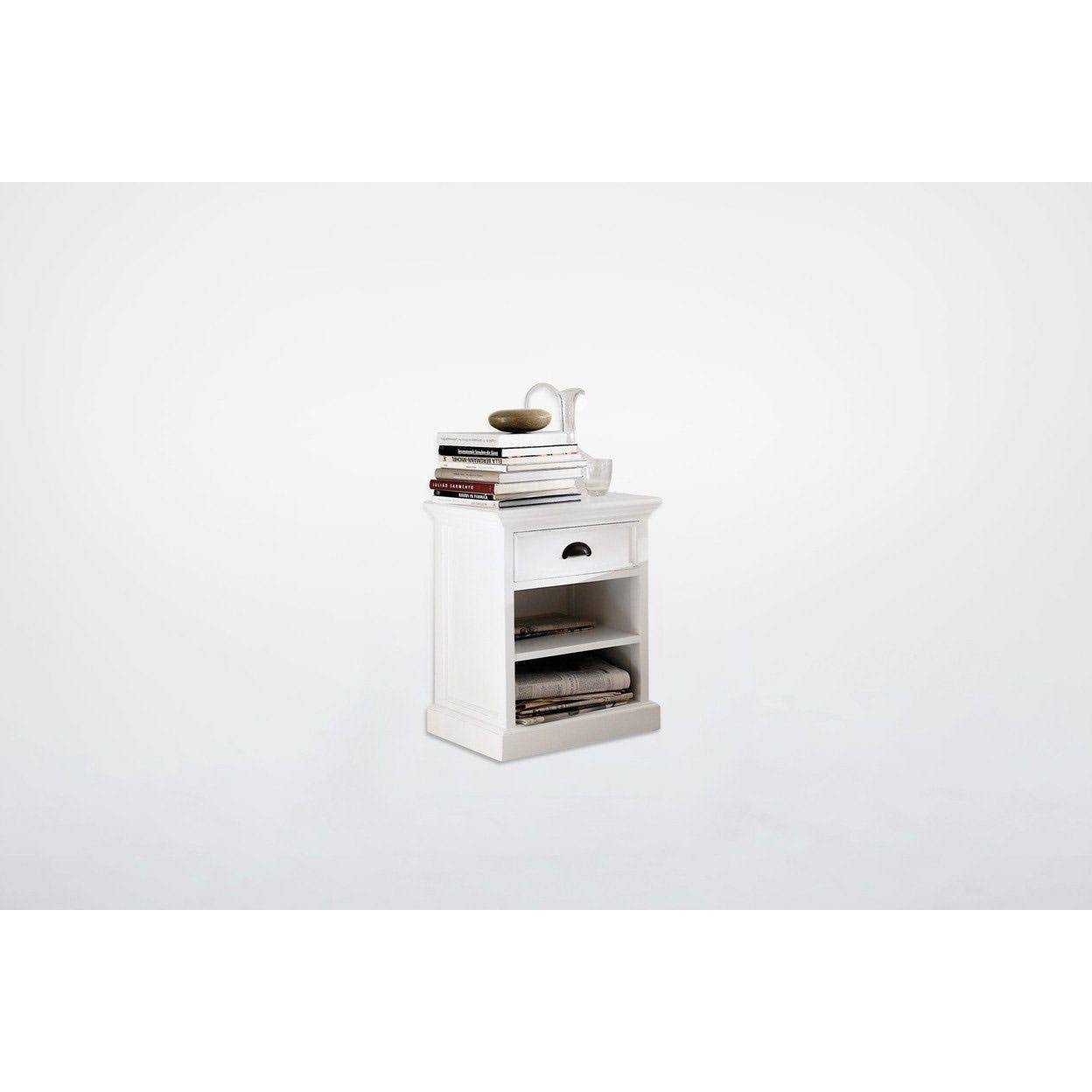 White Bedside Table with Shelves C83540