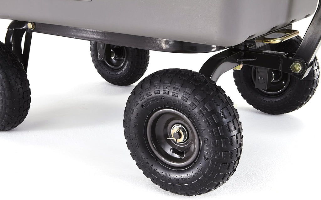 Poly Garden Dump Cart with Steel Frame and 10 Pneumatic Tires, 800-lbs. Capacity, Gray T526984