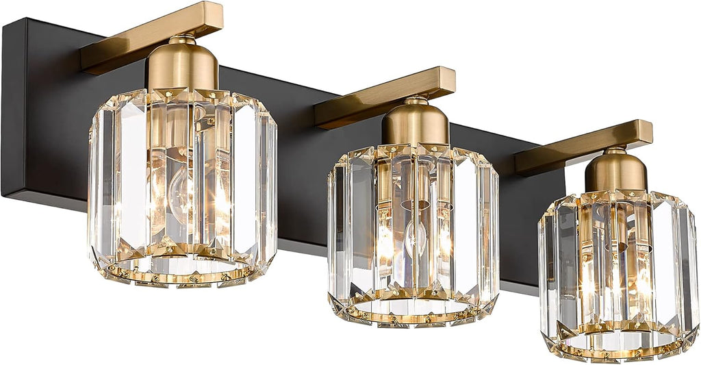 3-Light Crystal Vanity Light with Polished Gold Finish B312