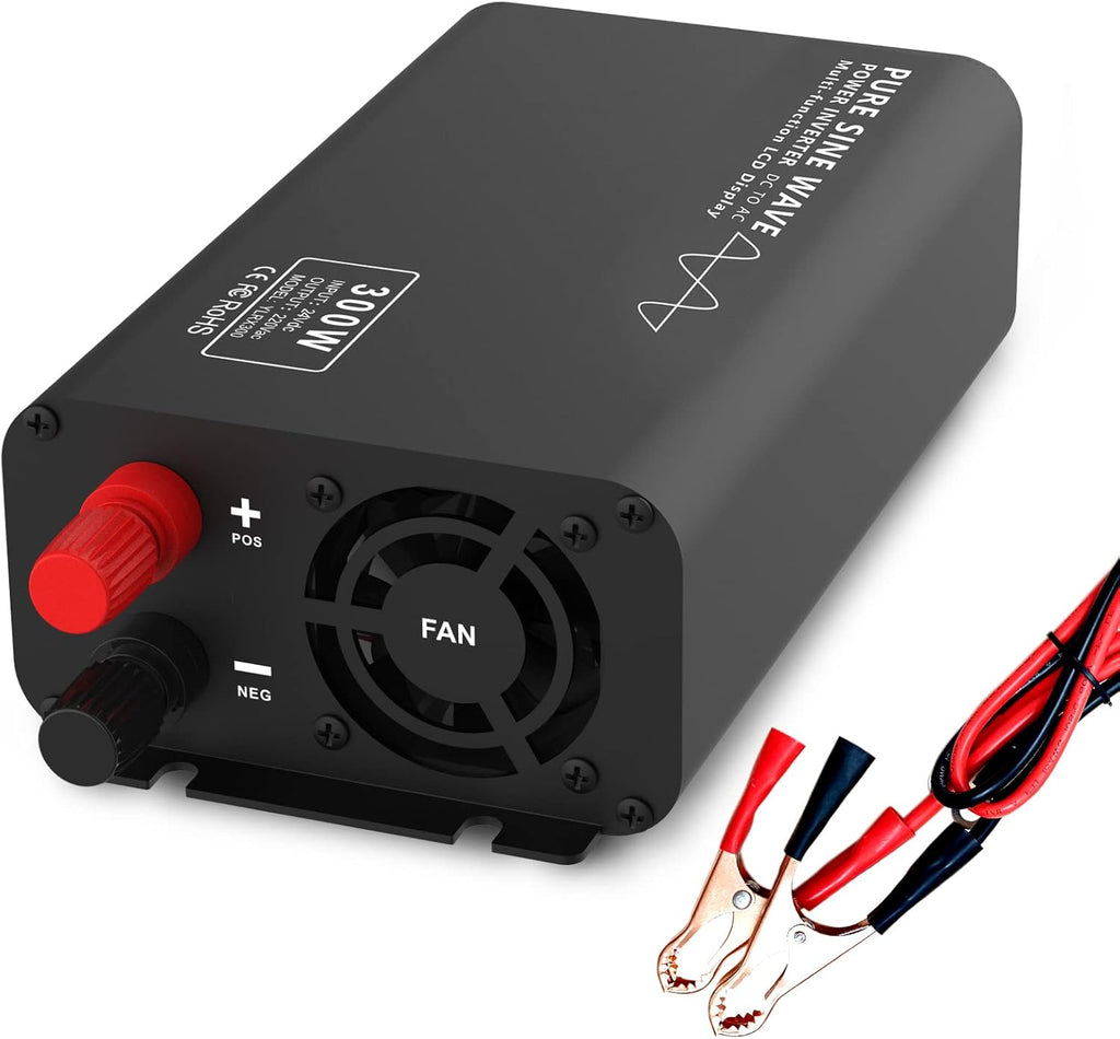 1500W Pure Sine Wave Power Inverter DC 24V to AC 110V-130V with LCD Display and Wireless Remote Control N78308